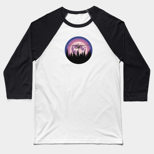 Cessna 172 Purple Moon Baseball T-Shirt by Kassi Skye